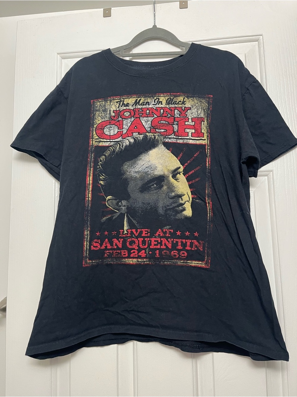 Merch Traffic Johnny Cash Graphic Tee - Black with Red & Cream Print